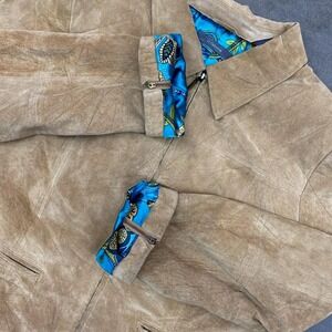 Liz Claiborne Suede Leather Zip Jacket Y2K Minimalist Tailored Fit Women's‎ 16